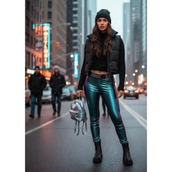 Club Exx Pants - NWT Club Exx Metallic High Waist Iridescent Leggings | Après-Sk Rave Euphoria XS